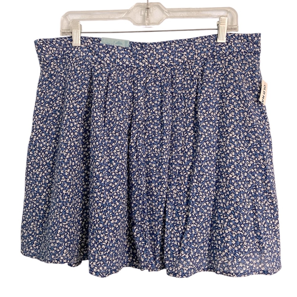 NWT Old Navy blue floral pull on lined skirt Size L